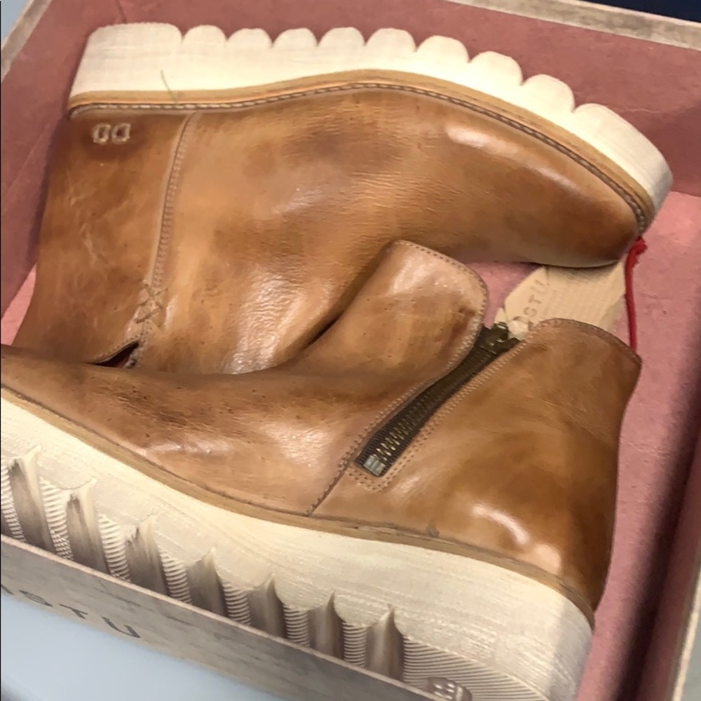 NEW NIB BED STU $265 TAN RUSTIC LYDYI PLATFORM LEA - Picture 6 of 8